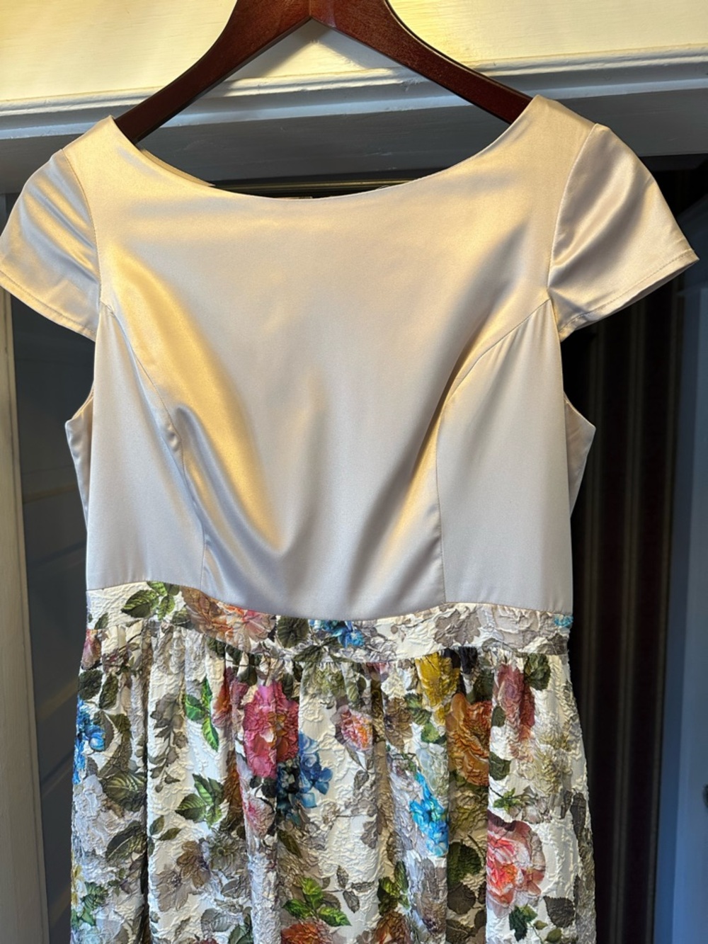 Adrianna Papell Anthropologie Grey Top Floral Jacquard Maxi Dress